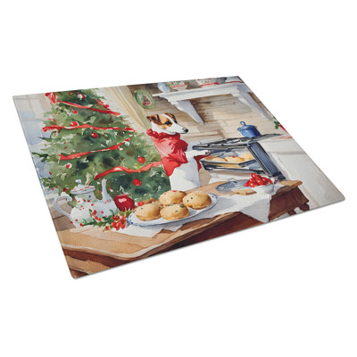 Jack Russell Terrier Christmas Cookies Glass Cutting Board