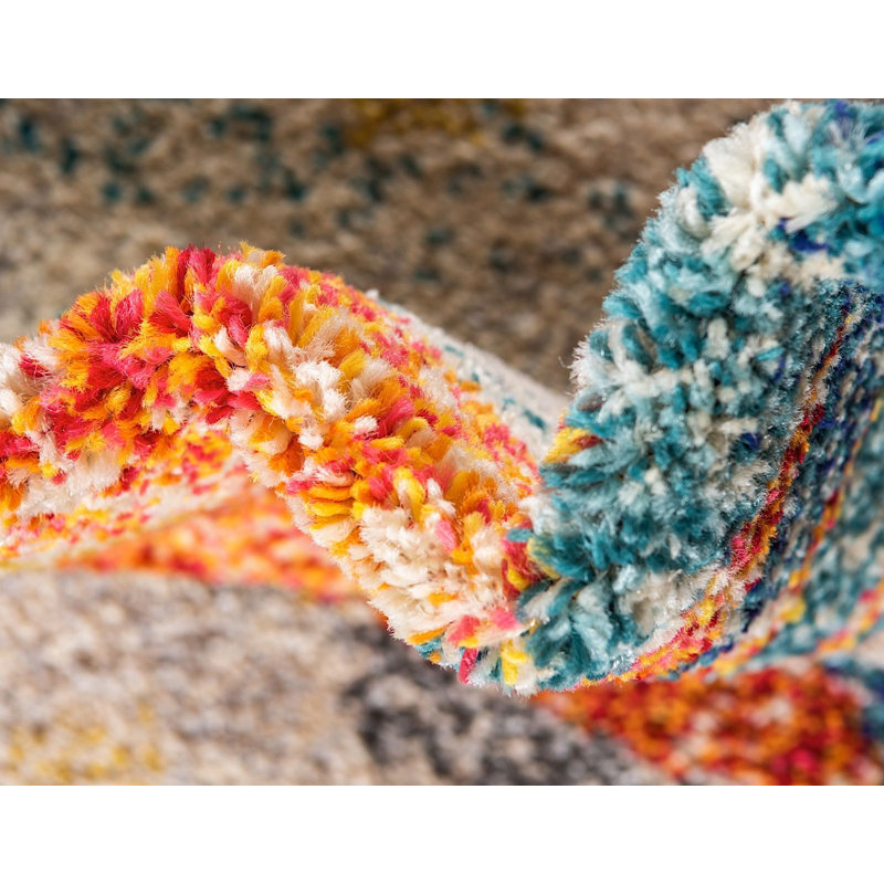 Rose Mulloy/orange/bleu Tapis décoratif, Tapis de couloir 2 pi 7 po x 10 pi