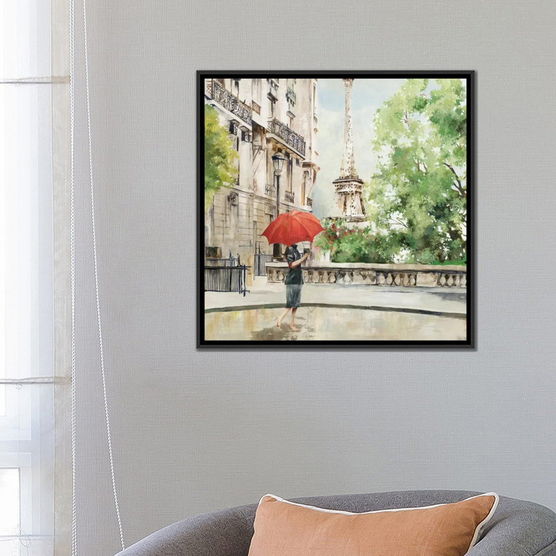 « paris walk », impression sur toile, H 18 po x l 18 po x P 1,5 po, Toile avec cadre noir, Pas de tapis