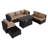 Caradog Wicker 6 - Person Patio Conversation Sets with Cushions, Coffee Table and 44" Fire Pit Table-933917558