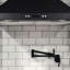 Robinet remplisseur de pot mural noir mat, cuisine commerciale avec bras articulés à double articulation extensible, 1 trou 2 poignées, cartouches, aérateur de 2,2 gallons par minute, fonction goutte à goutte, robinet à montage facile,