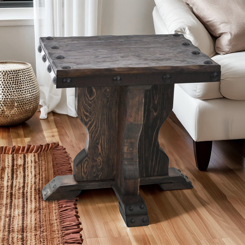 Solid Wood Pedestal Base End Table