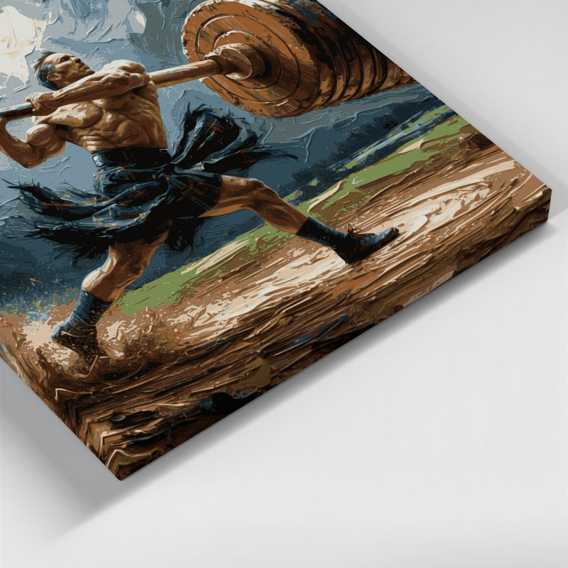 Art sur toile noir Sports Caber Toss, H 32 po x l 32 po
