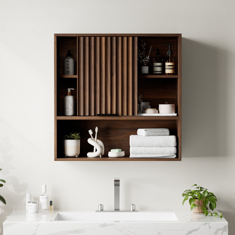 Rangement mural pour salle de bain Zydi, Brown