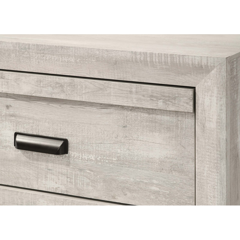 Lit double en bois, tête de lit à chevrons géométriques