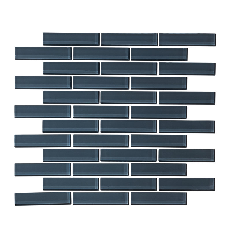 1" x 3" Glass Mosaic Tile, Steel Blue