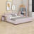 Upholstered Grounded Bed, Mother & Child Bed With Bedside Desk And Little Round Stool-867775452-867775453