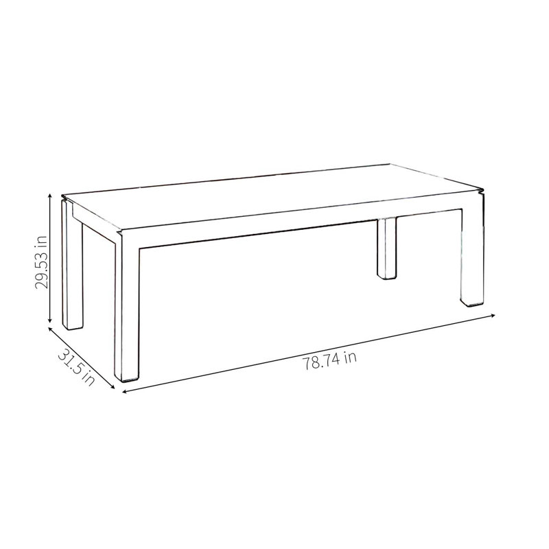 Table d'ordinateur en bois massif, table de bout en bois massif, H 29,53 po x L 78,74 po x l 31,5 po