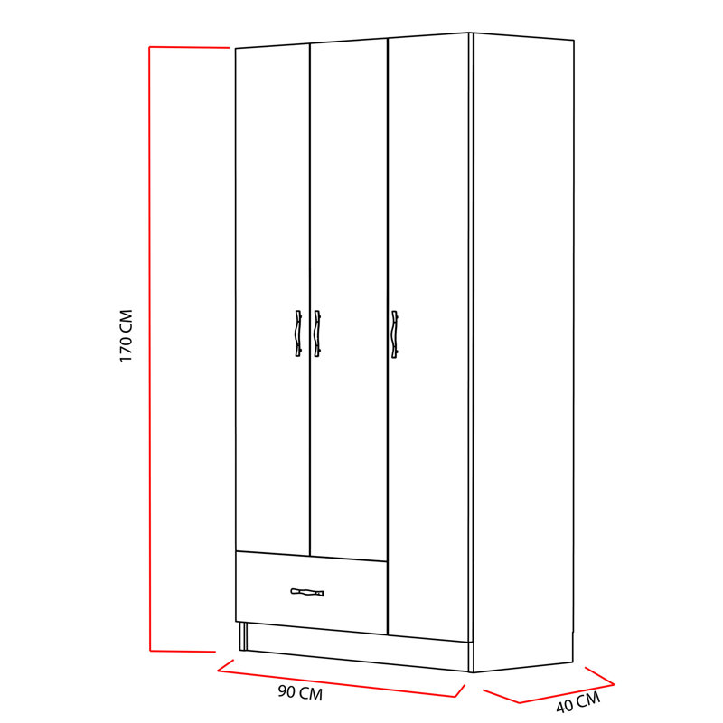 Modern White Wardrobe with 1 Drawer & Multiple Shelves, 35.4 x 66.9 x 15.7 inches | 100% Melamine Coated Particle Board, Thickness: 0.7 inches | Wall-Mountable Design, Perfect for Organizing Clothes & Accessories in Any Bedroom or Closet