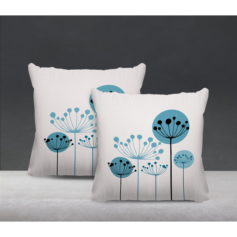 Housse et insert de coussin décoratif intérieur / extérieur en mélange de polyester, L 19 po x H 19 po, Turquoise