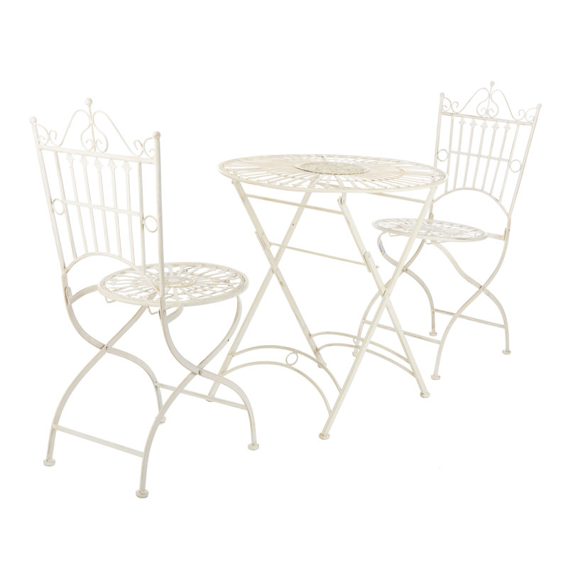 Mojica 2-Person Folding Patio Set , Pearl White
