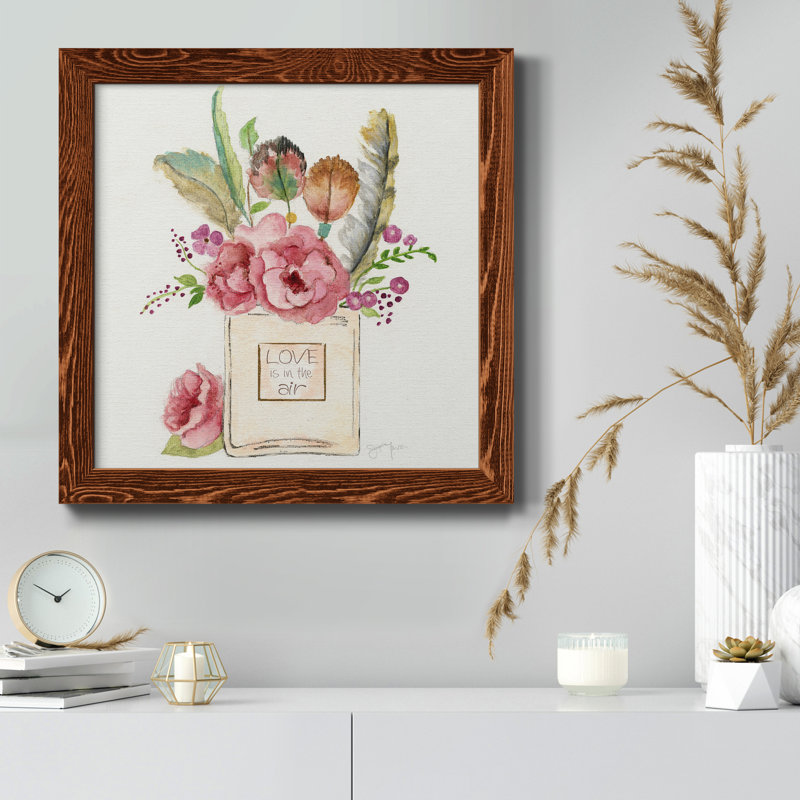 Boho Bouquet II - peinture sur toile encadrée, Toile avec cadre érable patiné, H 17 po x l 17 po x P 1,5 po