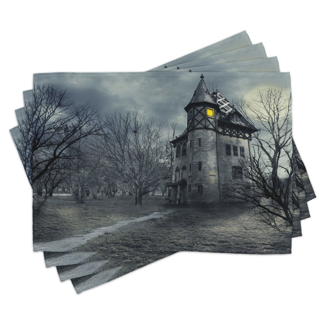 Platzdeckchen 4er Set, Gothic Haunted House, Teal