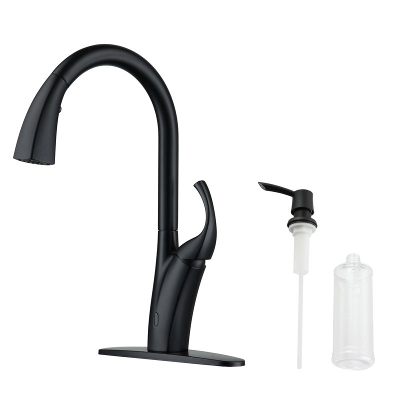 Clihome Touchless Kitchen Faucet with Soap Dispenser, Black