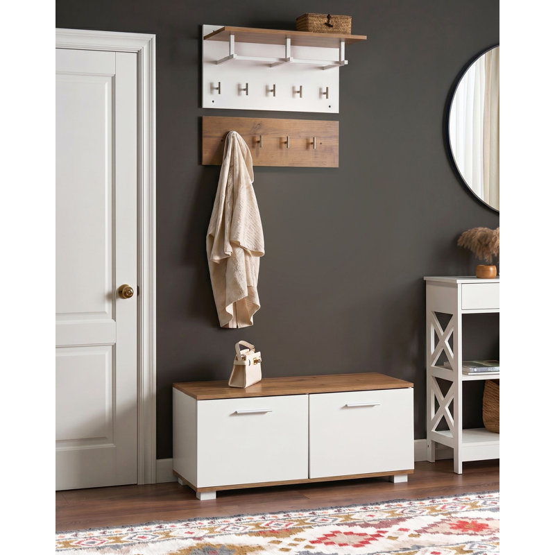 90 cm W Hallway Set with Storage Bench and Shoe Storage