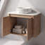 Meuble-lavabo flottant 30 po avec lavabo vasque en marbre veiné doré et 2 portes en chêne imitation à fermeture en douceur
