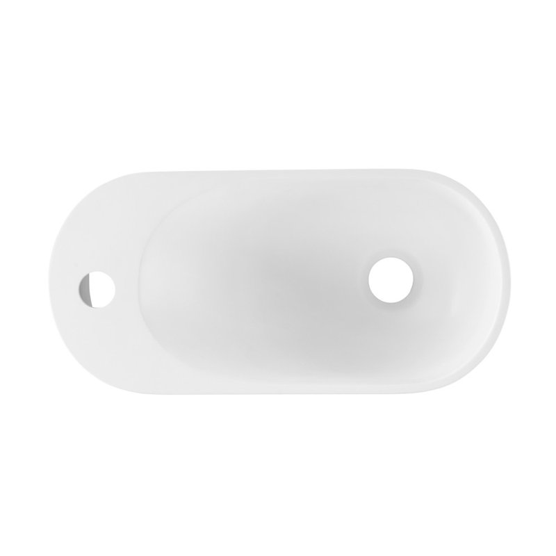 Terre 18" Solid Surface Oval Wall-Mounted Sink With Left Side Faucet Mount, Matte White