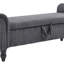 Banc de rangement 55 po en velours côtelé gris foncé et bois massif avec plateau rabattable