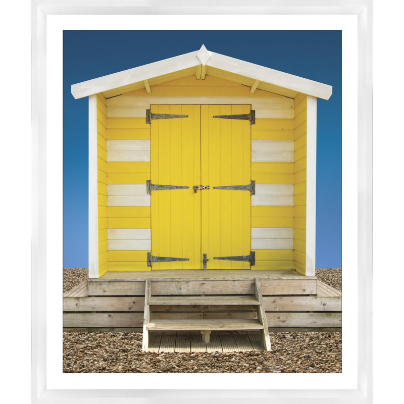 Beach Hut Yellow - Print on Wood