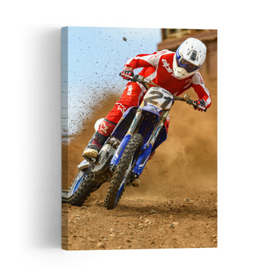 Motocross Rider Kick Dust, impression d'art mural contemporain