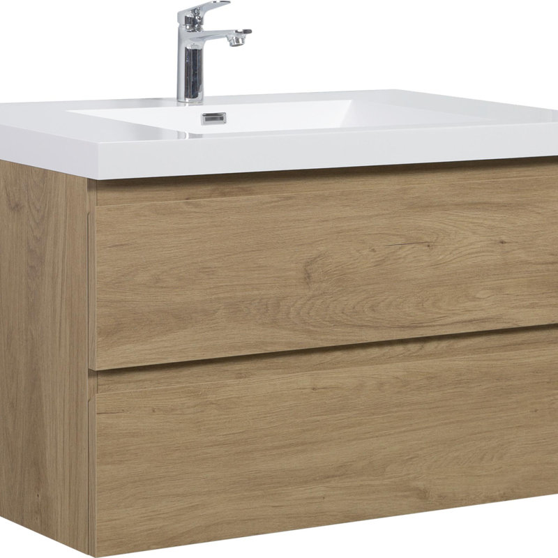 Meuble-lavabo pour la salle de bain à fixation murale, Chêne