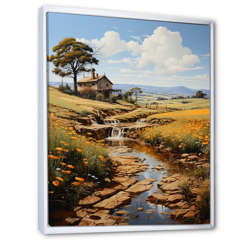 «Countryside the Homestead This II», reproduction sur toile flottante, H 32 po x l 24 po, Cadre blanc