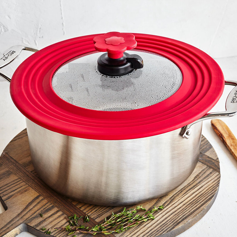 Couvercle de cuisson Universal Smart Smart Lid - couvercle en verre trempé KHQ, Rouge