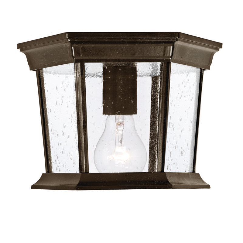 Grenville Glass Flush Mount, Burled Walnut