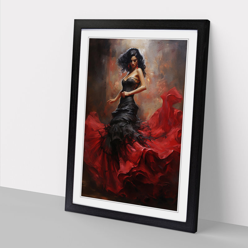 Flamenco Dancer Gothic - Single Picture Frame Print on Wood, 46cm H x 34cm W x 2cm D, Black