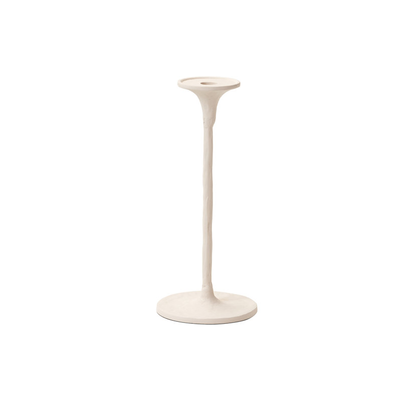 Aluminum Tabletop Candlestick, 30cm H x 14cm W x 14cm D, White