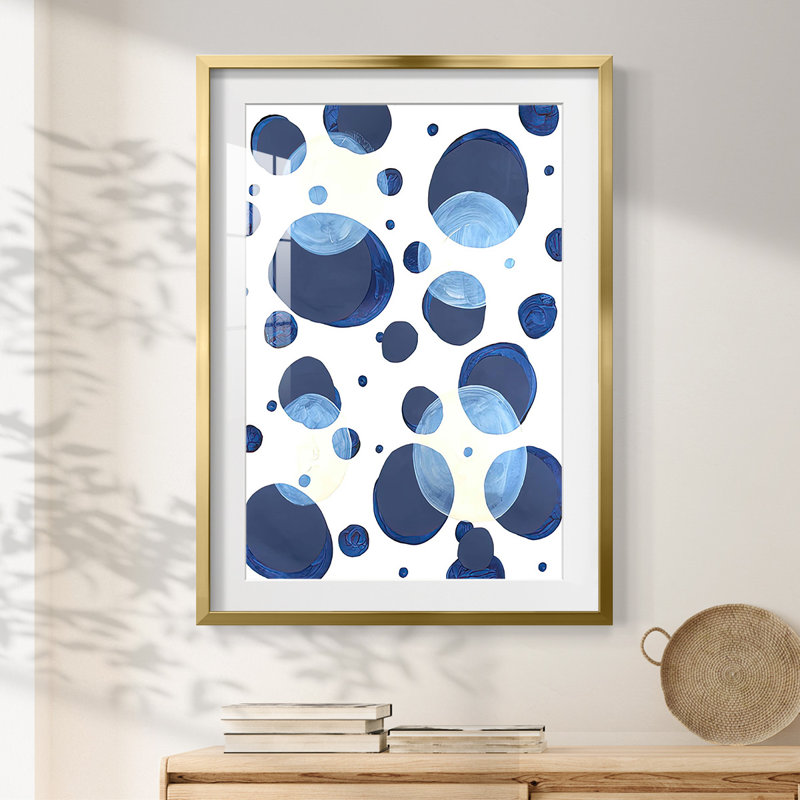 Ultramarine Orbs II - Impression encadrée, H 28,5 po x l 20,5 po, Doré