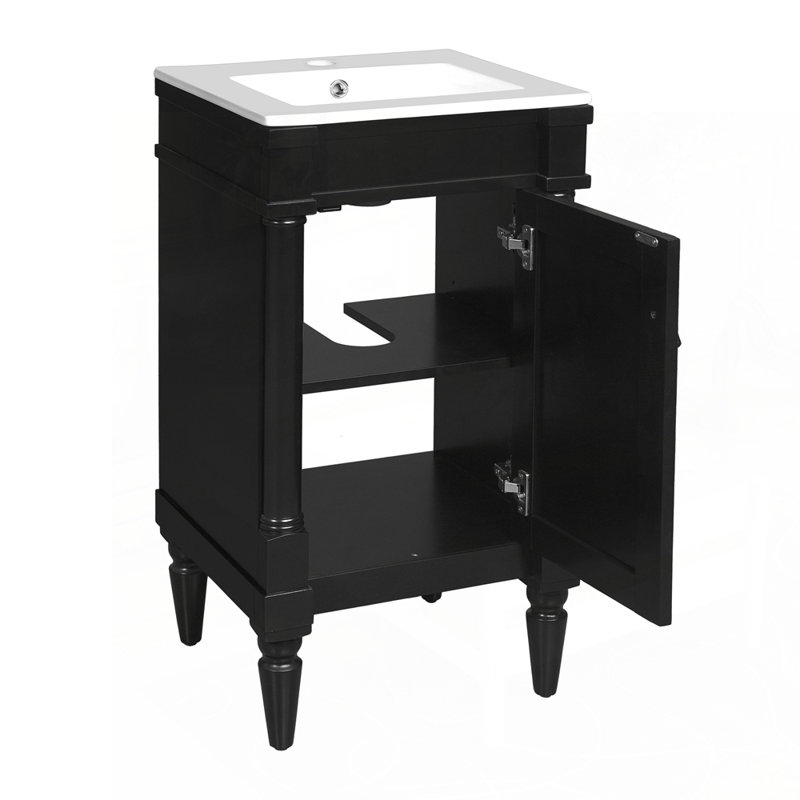 Armoire de salle de bain avec rangement polyvalent et fabrication durable, Noir