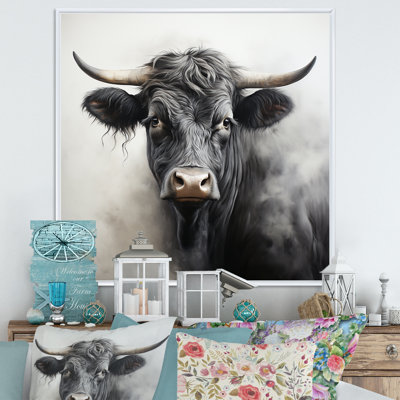 Fumée, vache noire, portrait I - vache, art mural