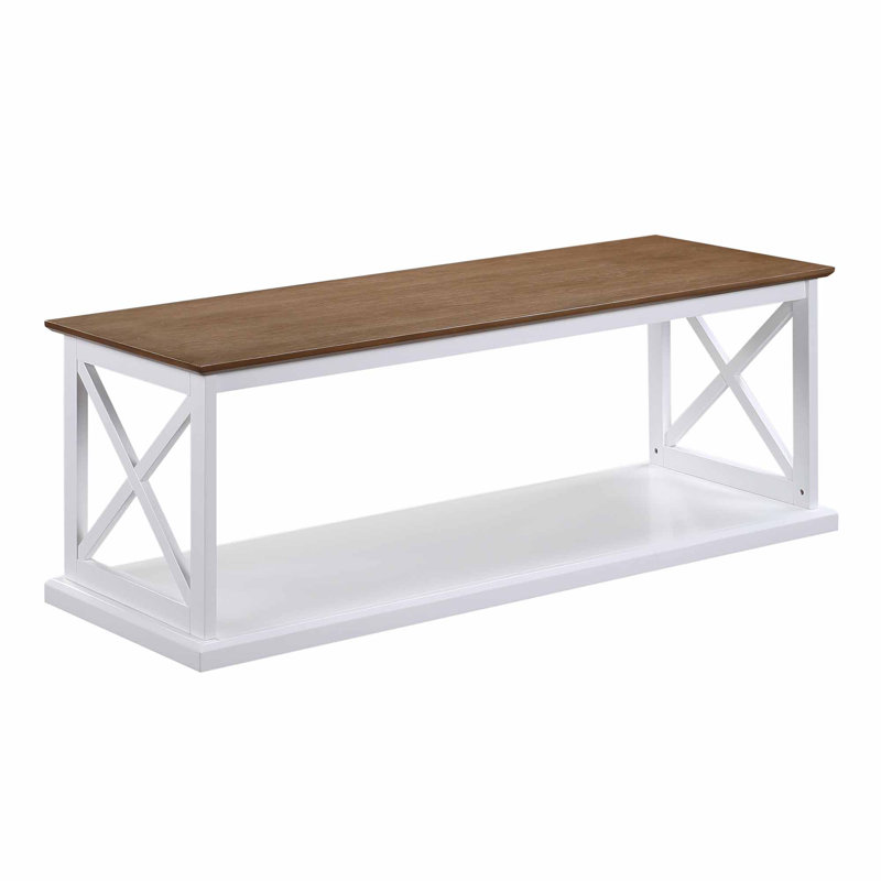 Table basse 47 "avec tablette Arthella, Bois flotté / Blanc