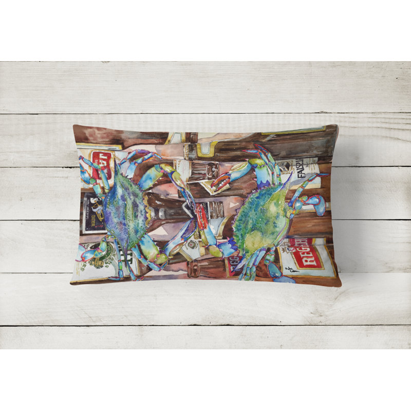 Coussin décoratif intérieur/extérieur à bouteilles de bière new orléans Blue Crabby