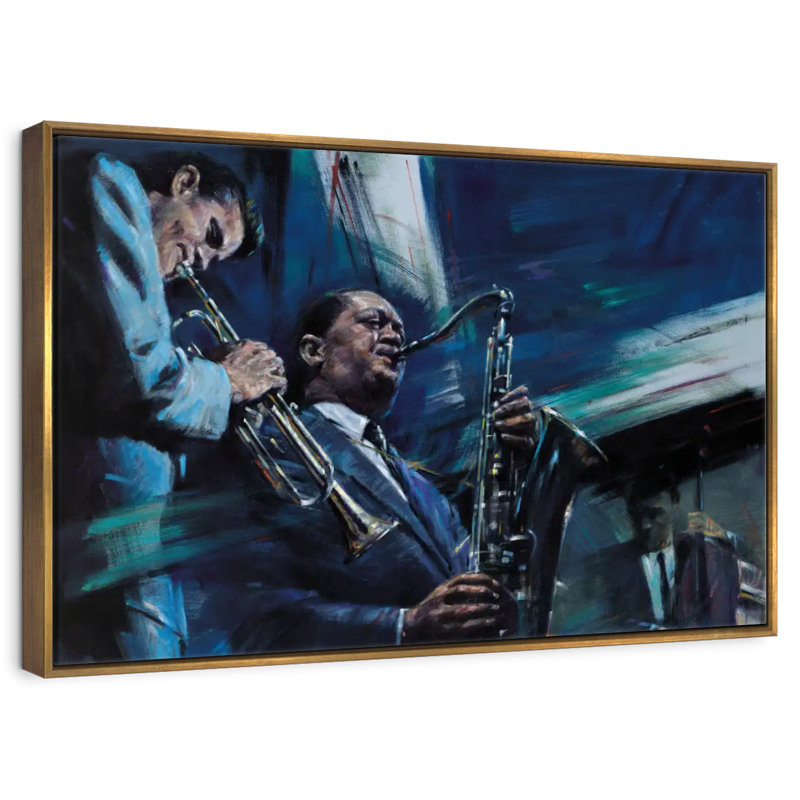 Bleu froid, Cadre flottant doré, 13 po x 9 po