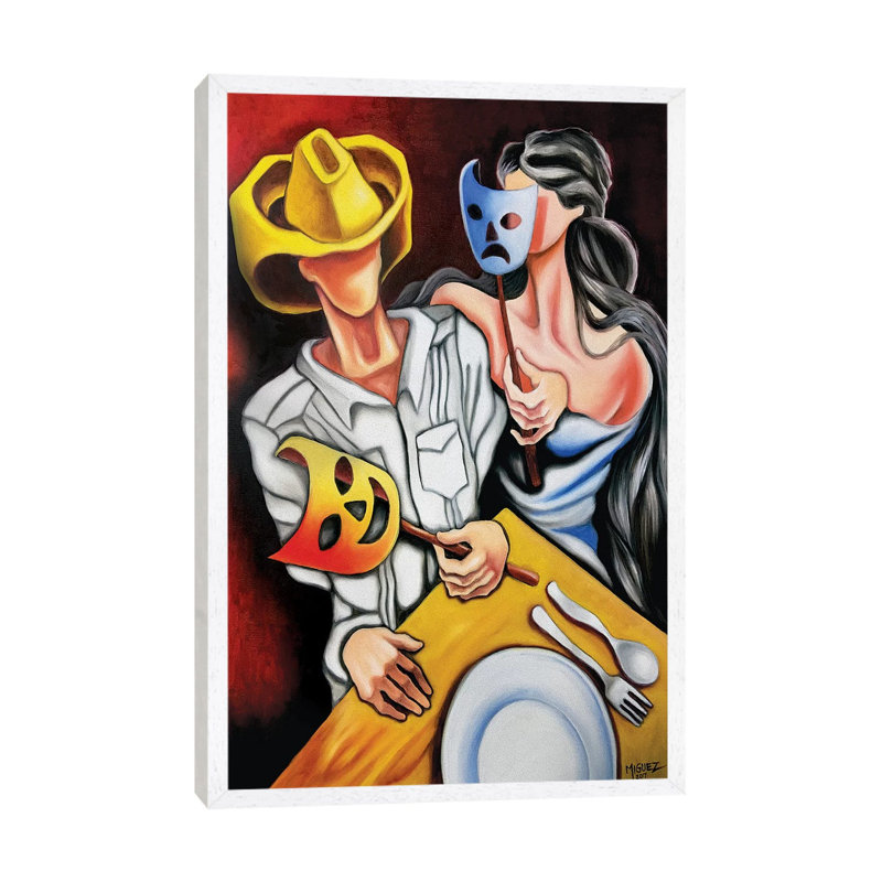 Bad Weather Good Face by Dixie Miguez - Painting on Canvas, White Framed, 66.04cm H x 45.72cm W x 3.81cm D