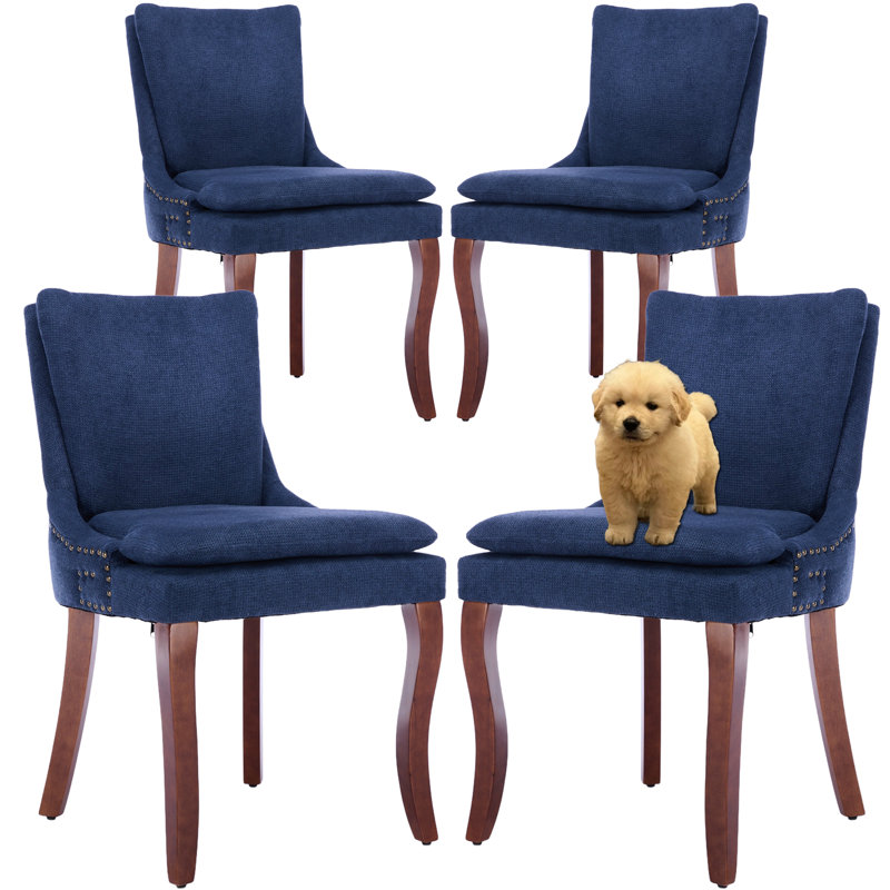 Chaises de salle à manger rembourrées à double couche (ensemble de 8), 4, Beige