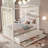 Riviera Princess Canopy Platform Bed with Upholstered Headboard, Trundle & 3 Drawers-122581938-122581940