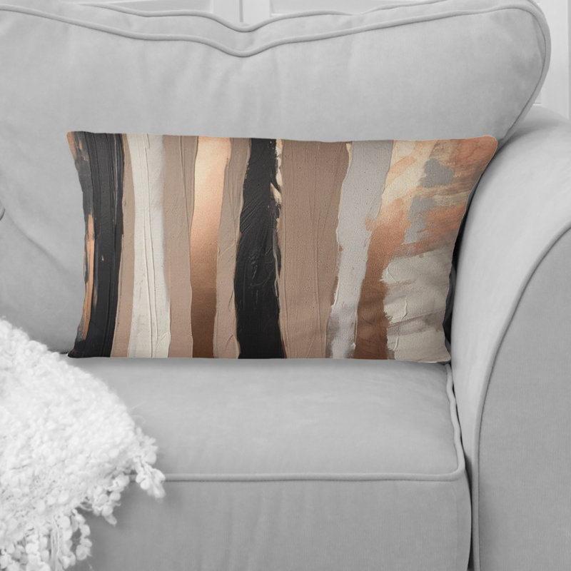 Coussin décoratif à imprimé abstrait brun et noir Beyond Boundaries IV