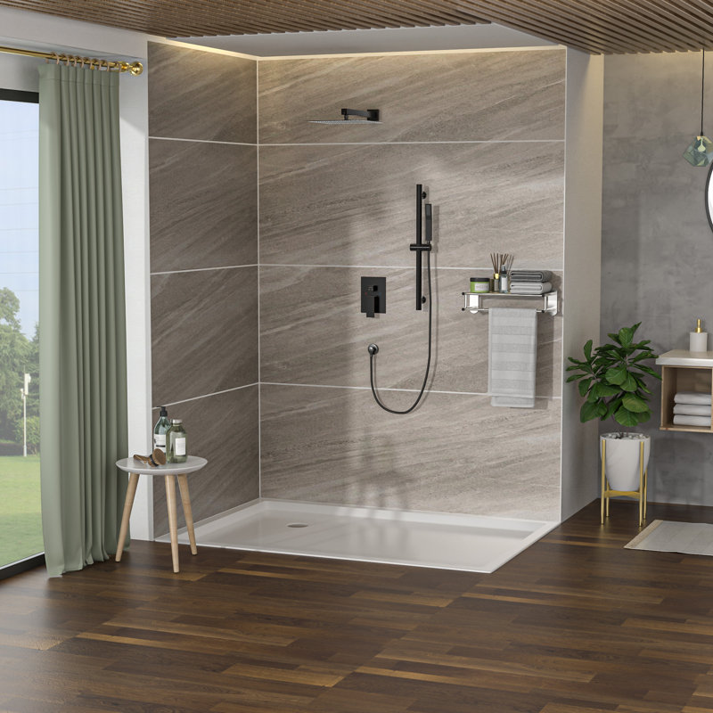 Système de douche haute performance en acier inoxydable avec barre coulissante réglable parfaite pour les salles de bain modernes avec finition bronze huilé