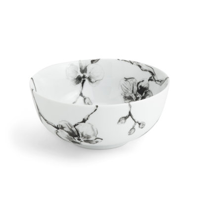 Black Orchid Handmade Porcelain Cereal Bowl