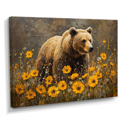 «Summer Grizzly In The Wildflowers II», art mural sur toile