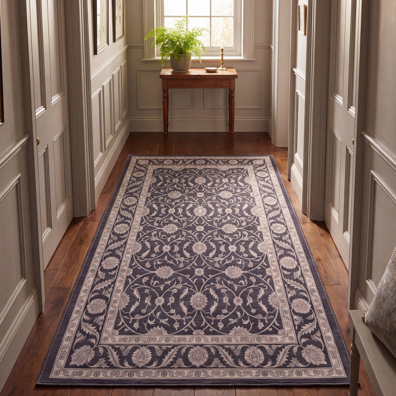 Tapis Cove2 traditionnel à motif floral intégral gris ivoire beige, lavable à la machine, antidérapant, à poils courts, pour l'intérieur et l'extérieur, adapté aux animaux domestiques, idéal pour le salon, la chambre, la salle à manger, l'entrée, le corridor ou le bureau.