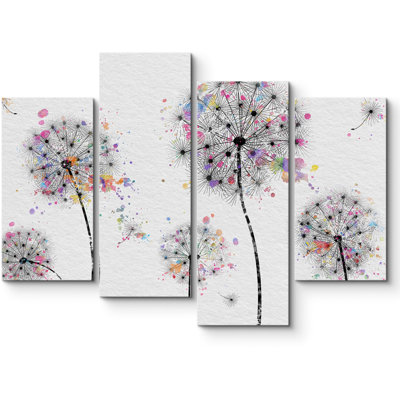 Plantes florales et botaniques multicolores 4 pièces
