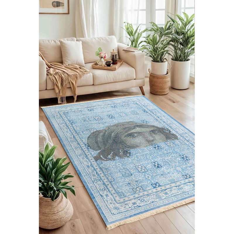 Tapis traditionnel Face Blue Mosaic Face
