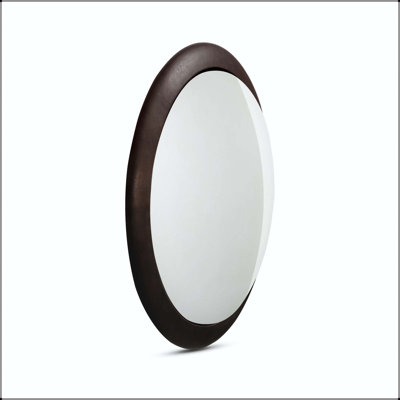 Convex Wall Mirror with Aluminum Frame and Blackened Bronze Finish