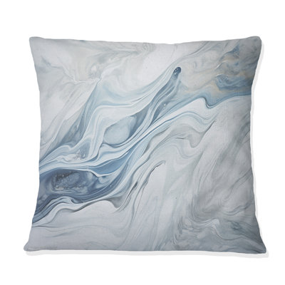 Grey And Blue Glacier Charm Liquid Art - Glacier Printed Throw Pillow