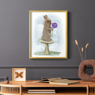 Rabbit and Agapanthus Framed Print - Solid Wood