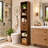 71" Tall Narrow Bathroom Storage Cabinet, Slim Freestanding Linen Tower with 5 Open Shelves and 2 Drawers